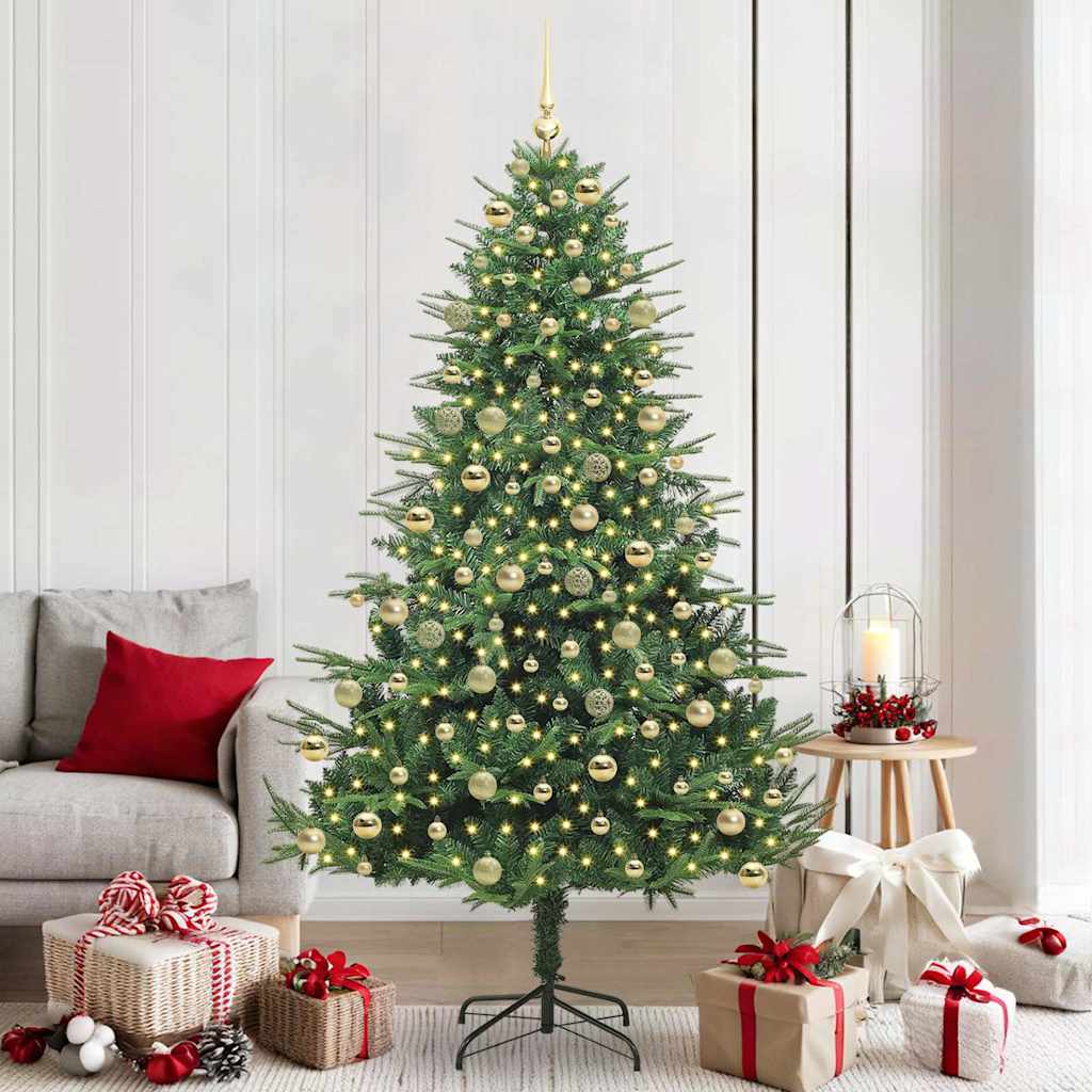 Künstlicher Vorbeleuchteter Weihnachtsbaum Mit Kugelset