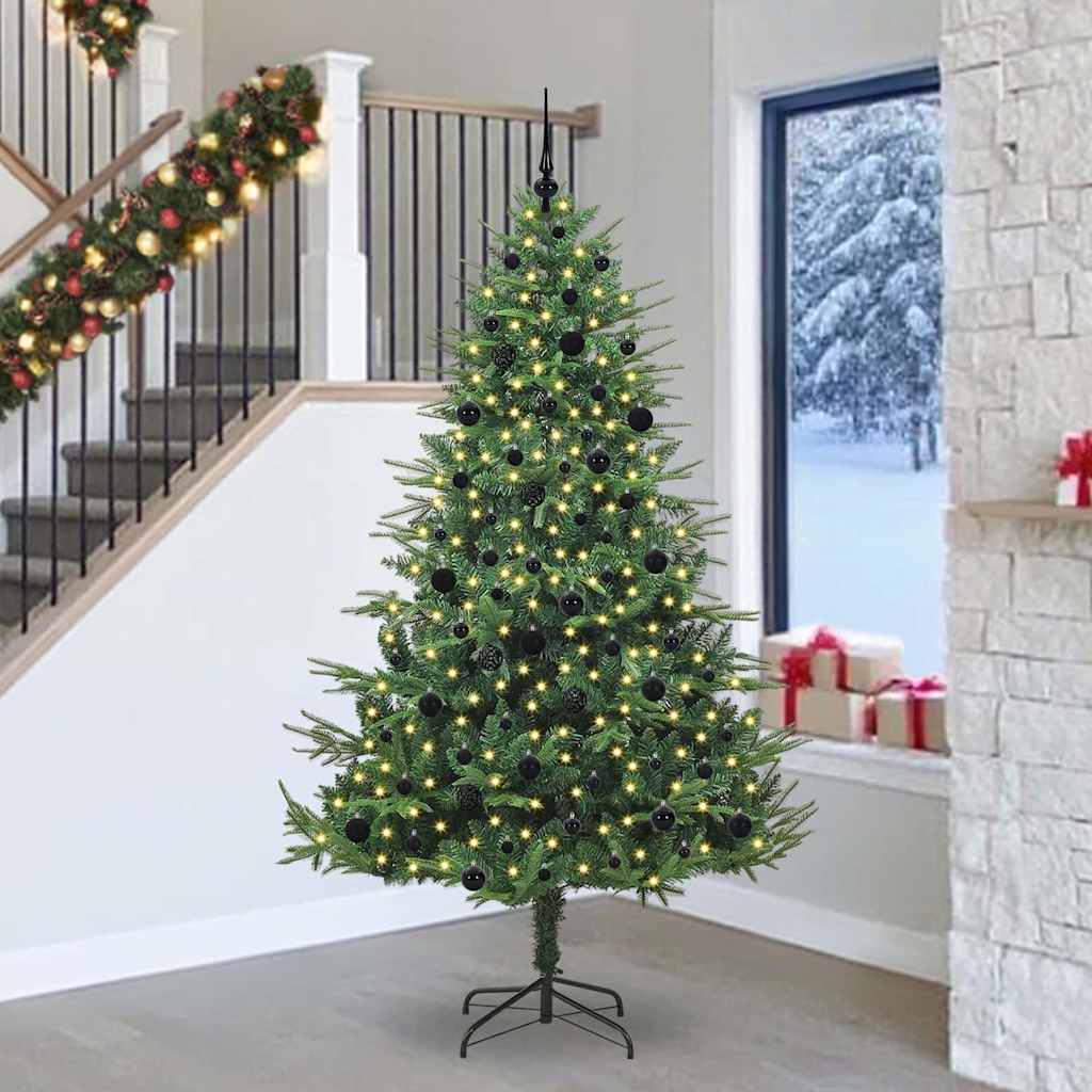Künstlicher Vorbeleuchteter Weihnachtsbaum Mit Kugelset