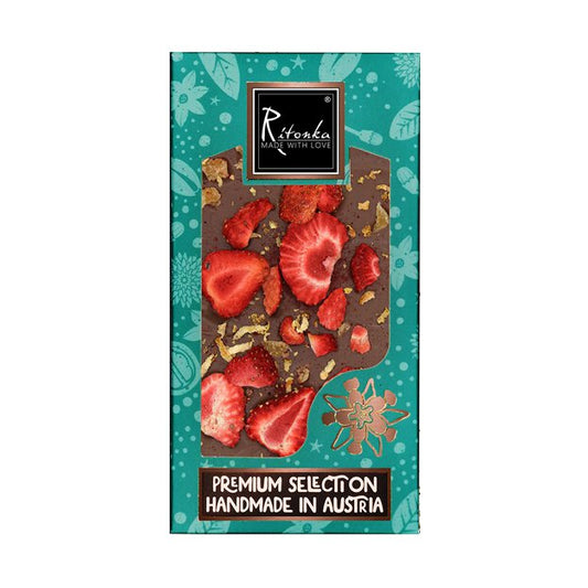 Ritonka Premium Milchschokolade -  Zitrone, Erdbeere, Ingwer 95g Handarbeit