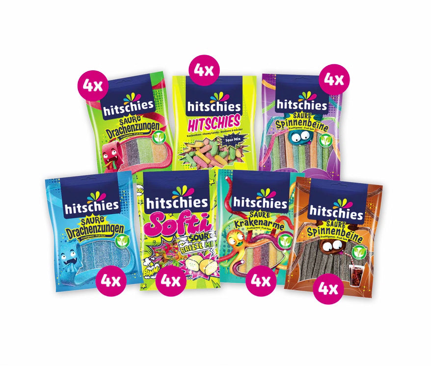 Hitschies Buntes Bündel Sauer 3420 g 100% sauer Mix aus 28 Candy Tüten Vorteilspreis