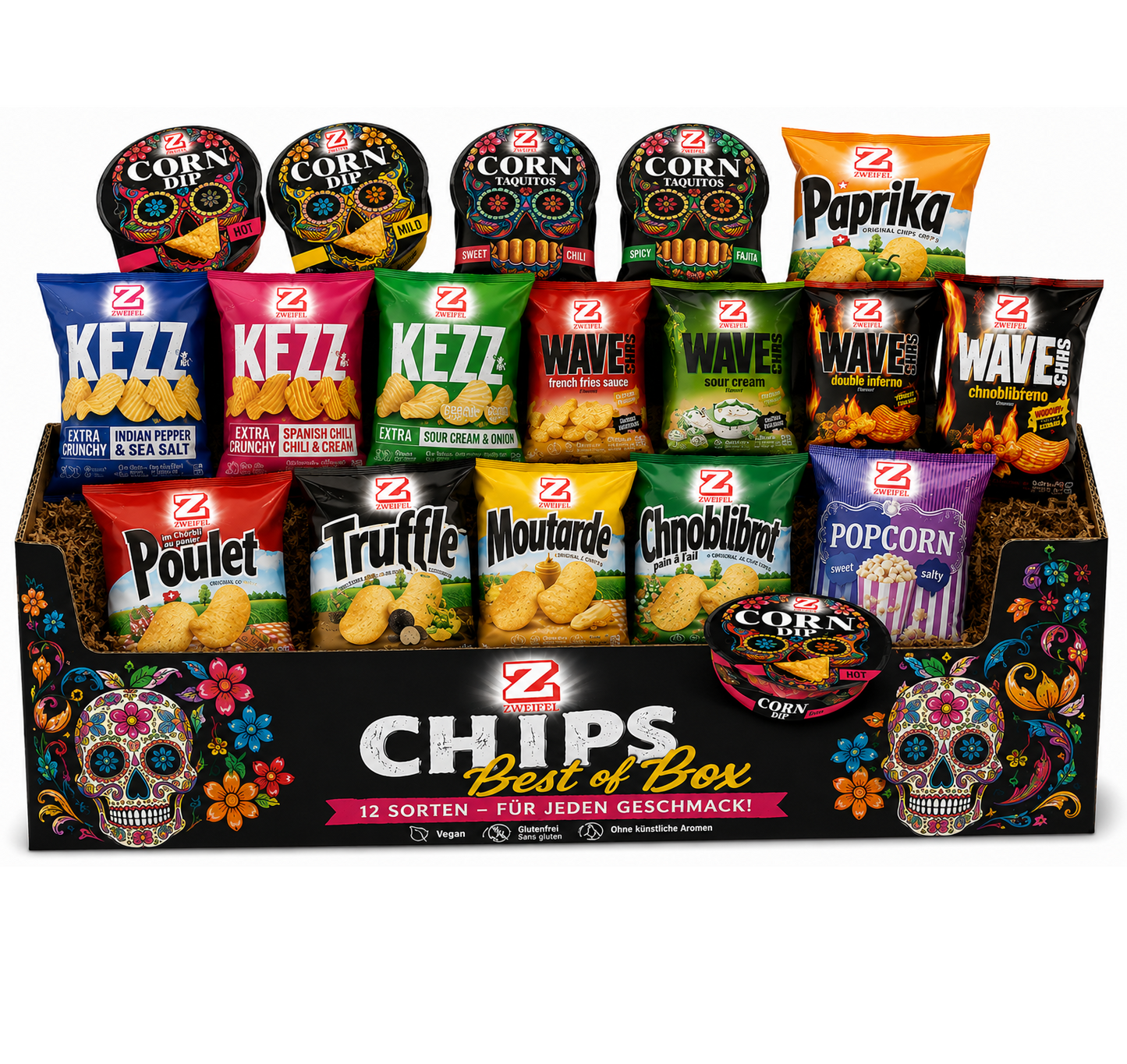 Zweifel Chips Monatsbox mit 12 Bestsellern von Zweifel
