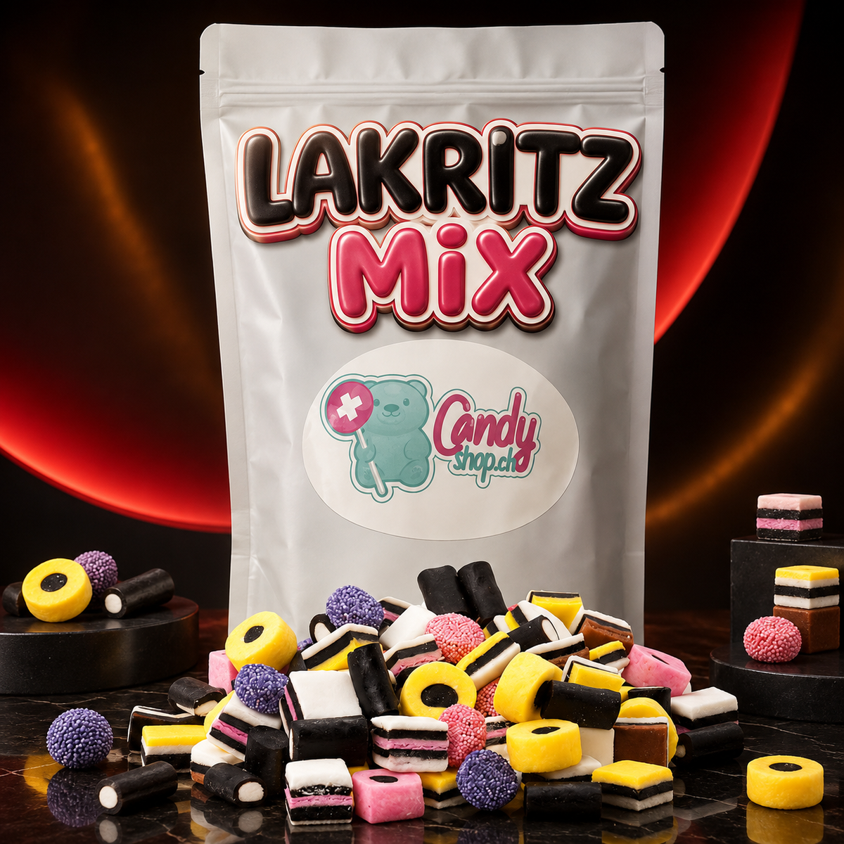 Candyshop.ch Lakritz Mix Sweet Bag 1 kg Fruchtgummi-Mix – Produktansicht