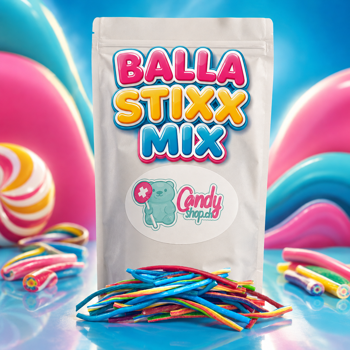 Candyshop.ch Balla Stixx Mix Sweet Bag 1 kg Fruchtgummi Vegan Glutenfrei – Produktansicht