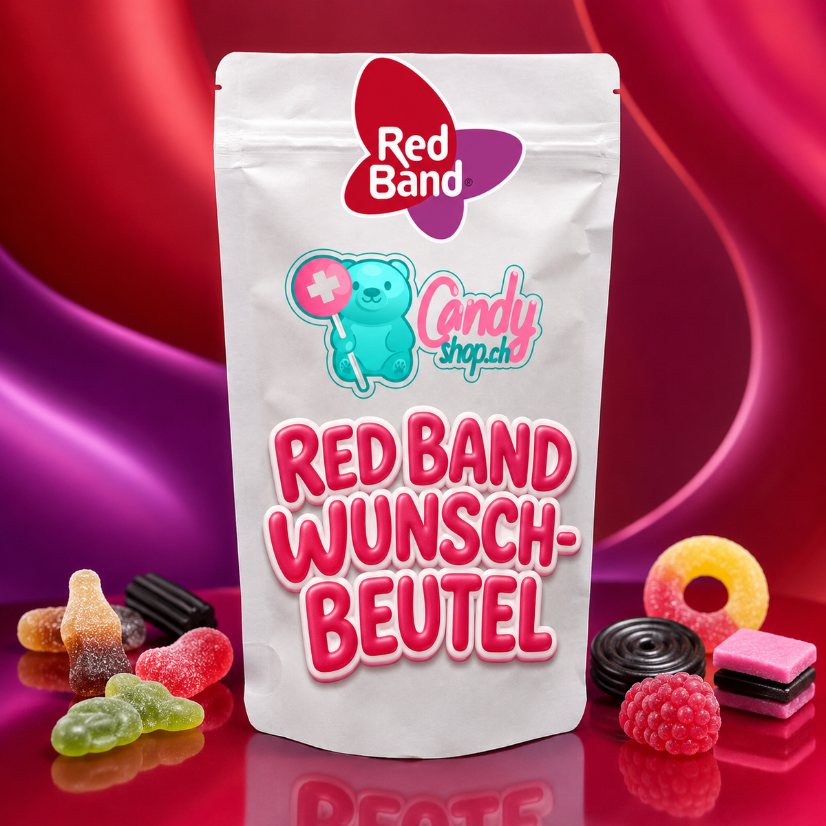 Red Band Candyshop.ch Wunsch Beutel Red Band Fruchtgummi 1 kg Beutel – Produktansicht