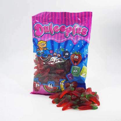 Dulceplus Jelly Mini Chili Peppers scharfe Fruchtgummi Chili´s 1 Kg