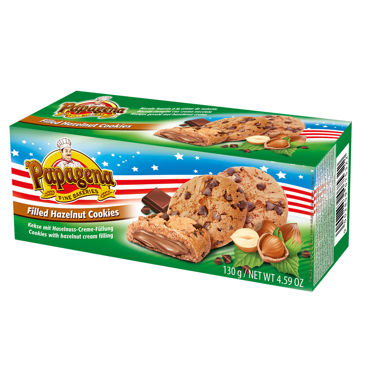 Choco Chip Cookies mit Haselnusscremefüllung 130g