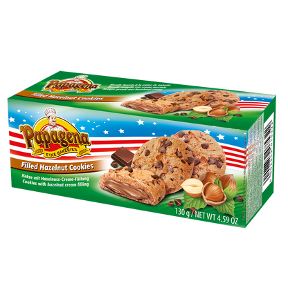Choco Chip Cookies mit Haselnusscremefüllung 130g