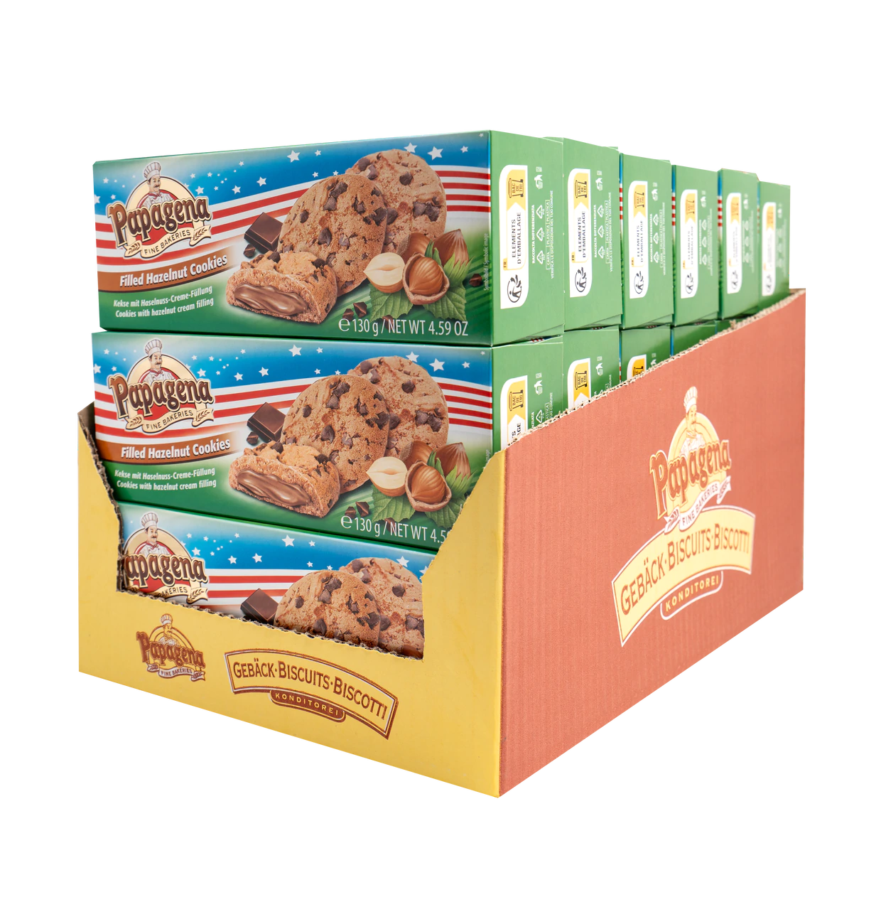 Choco Chip Cookies mit Haselnusscremefüllung 130g