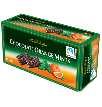 Chocolate Orange Mints - Zartbitter Schokolade Täfelchen Orange/Minze 200g