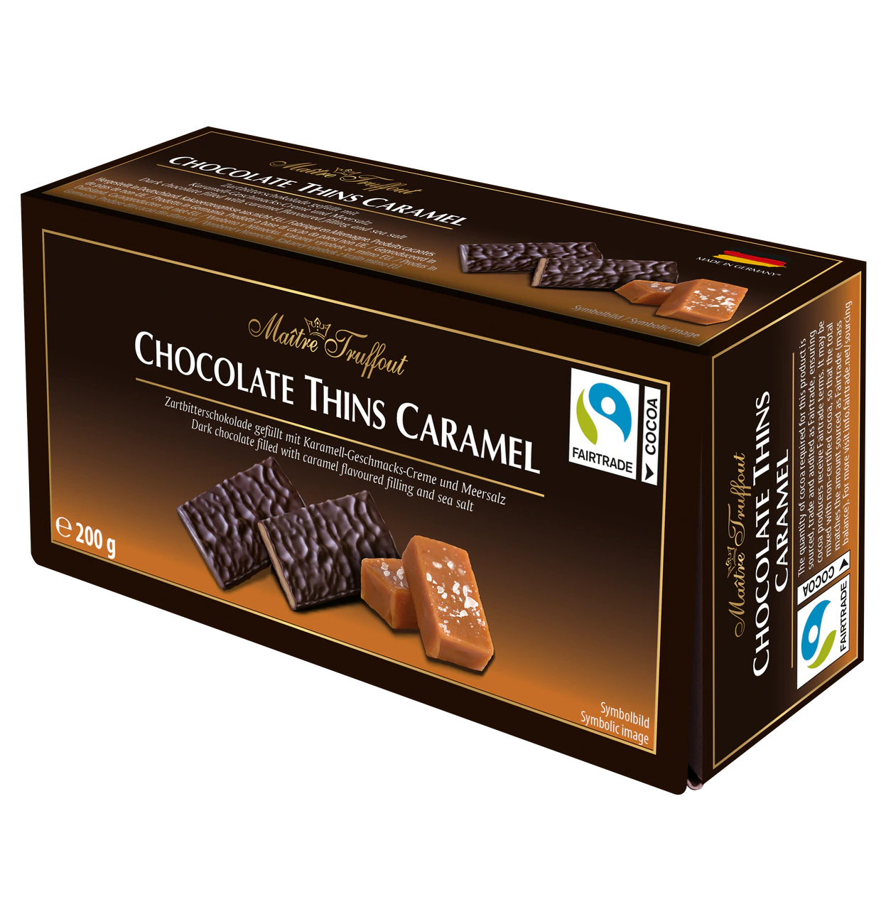 Chocolate Thins Caramel - Zartbitter Schokolade Täfelchen Salted Caramel 200g