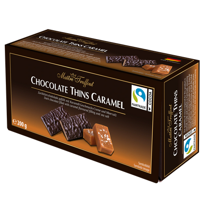 Chocolate Thins Caramel - Zartbitter Schokolade Täfelchen Salted Caramel 200g