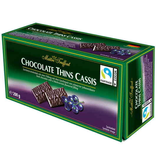 Chocolate Thins Cassis - Zartbitter Täfelchen schwarze Johannisbeere 200g