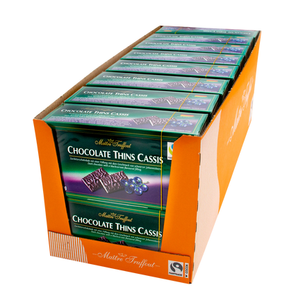 Chocolate Thins Cassis - Zartbitter Täfelchen schwarze Johannisbeere 200g