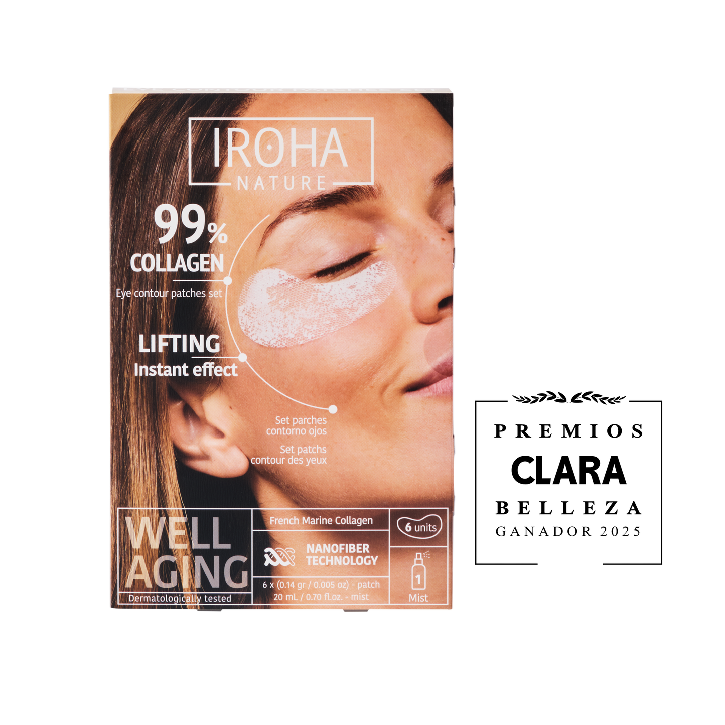 IROHA NATURE Augenpatches mit 99% Kollagen 6 Stück