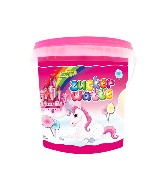 Woogie Einhorn Zuckerwatte Eimer 50g Flauschig süße Zuckerwatte