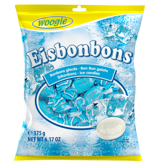 Woogie Eisbonbons 175g Erfrischende Eisbonbons mit leichtem Minzaroma