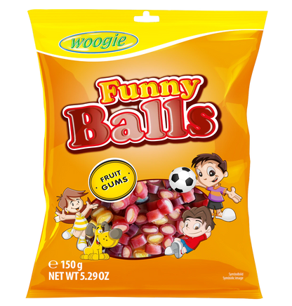Woogi Funny Balls 150g Die Funny Balls sind eine bunte Mischung aus Fruchtgummi Konfekt