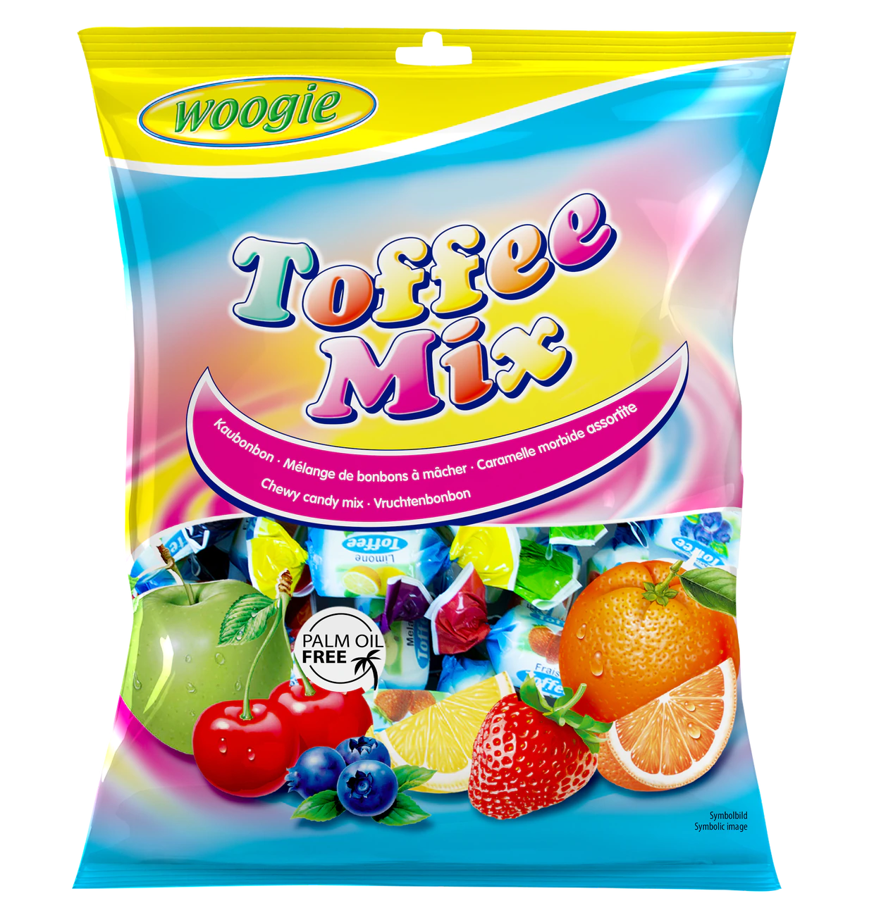 Woogi Kaubonbons Toffee Mix 160g Gemischte Kaubonbons mit Fruchtgeschmack.
