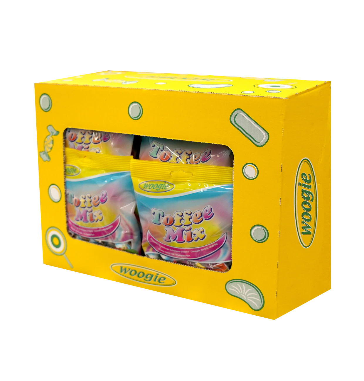 Woogi Kaubonbons Toffee Mix 160g Gemischte Kaubonbons mit Fruchtgeschmack.