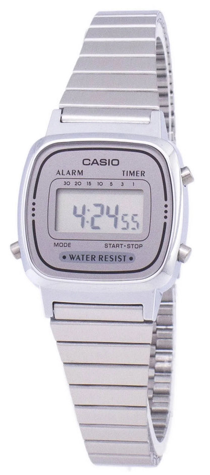 Casio Vintage LA670WA-7DF Damen Digitaluhr – Silber Retro