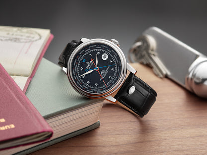 Aviator AVW6975G354 Herren-Chronograph – Weltzeituhr mit Lederarmband, 45mm