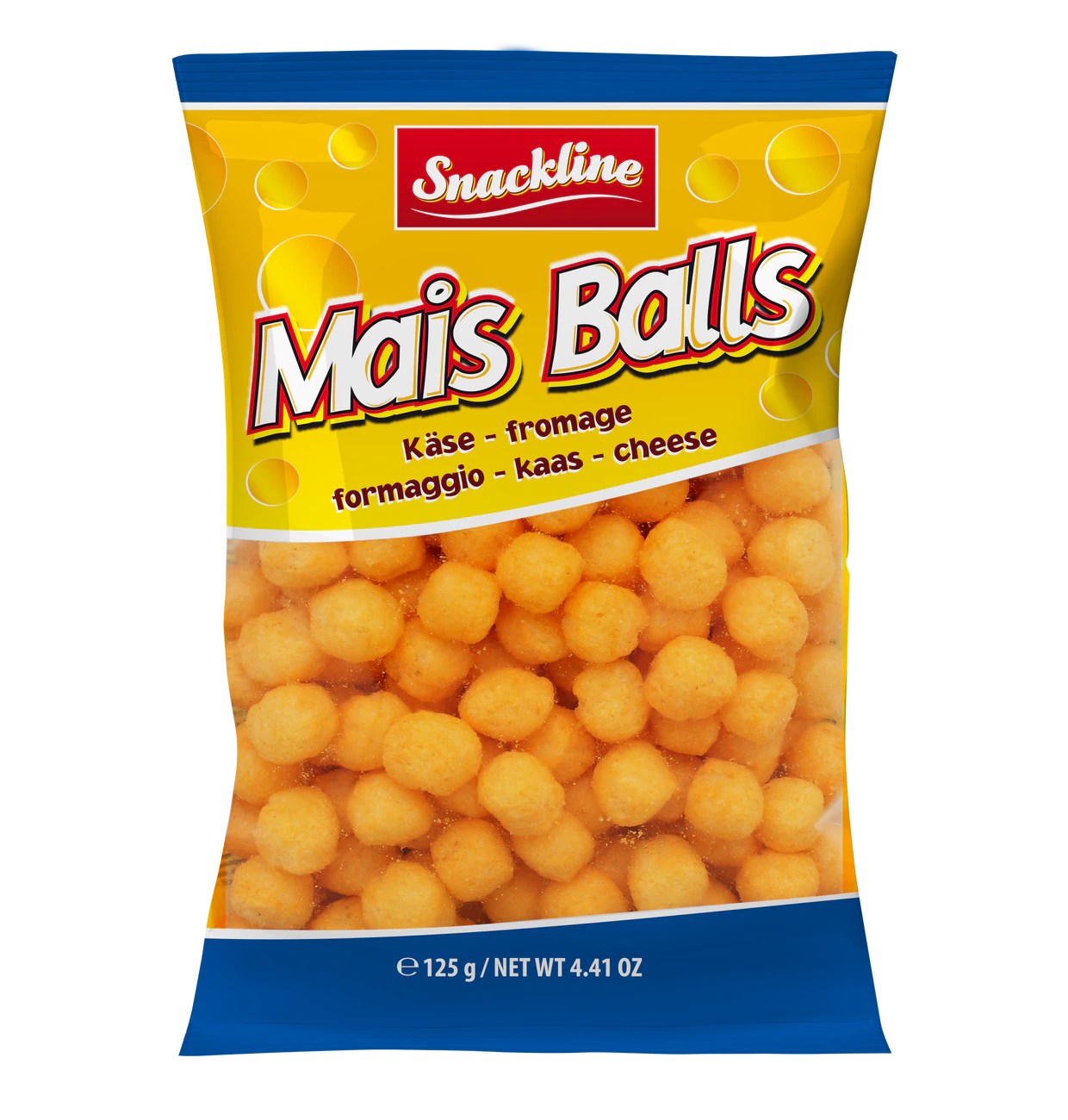 Mais Balls Käse Maissnack gesalzen 125g Knusprig-gepuffter Maissnack mit Käsearoma.