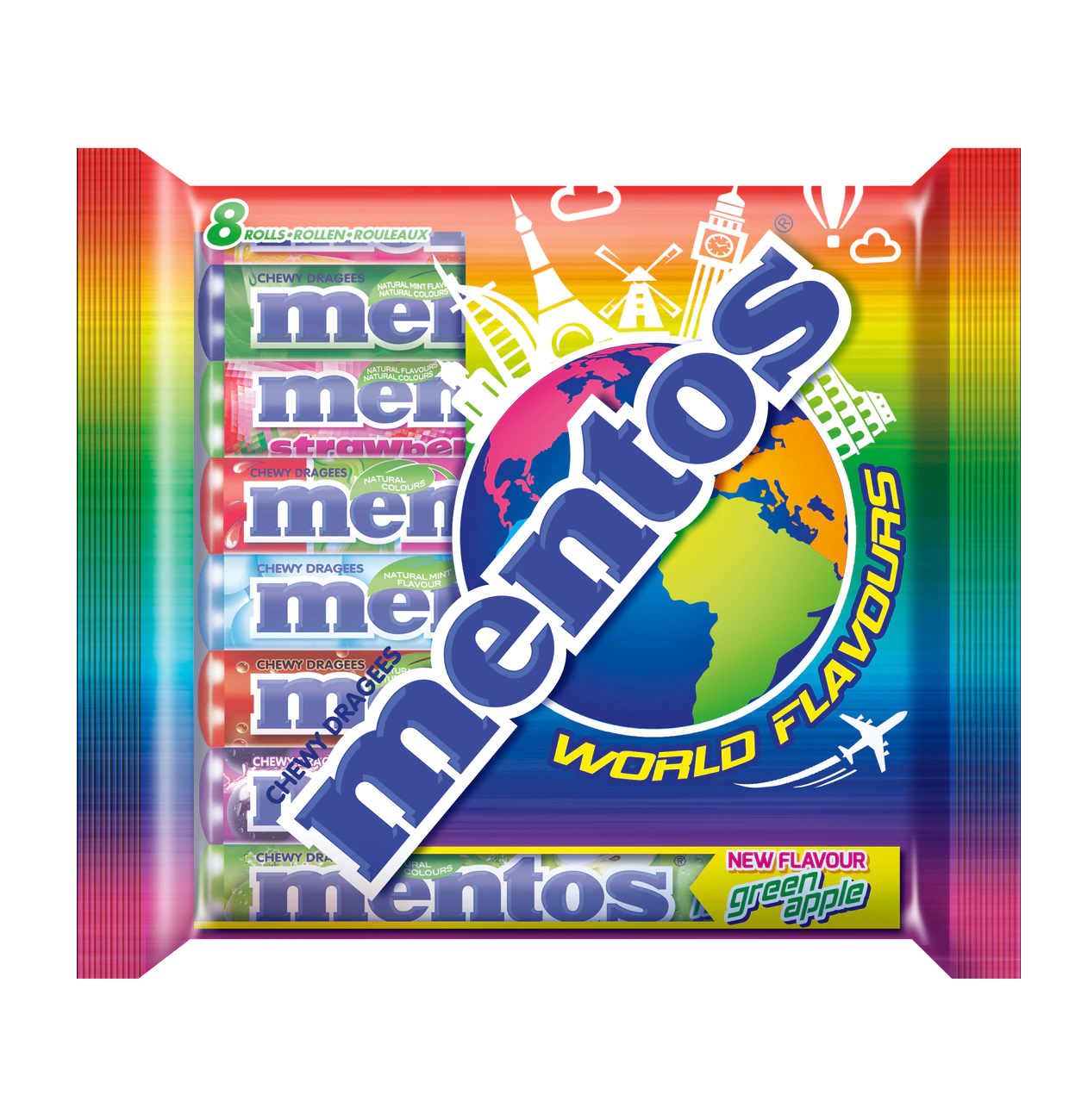 Mentos Kaubonbon World Flavours 300g 8 Rollen 37,5g