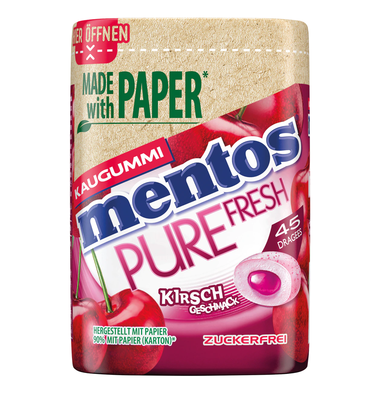 Mentos Pure Fresh Kirsch Kaugummi 90g Zuckerfrei