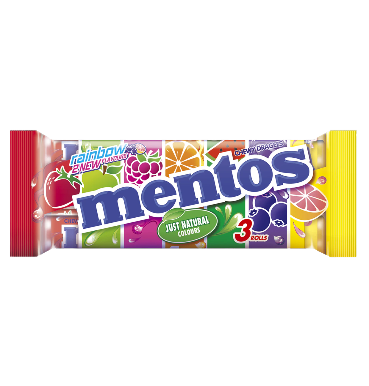 mentos Rainbow 3x37,5g  Multipack mit 3 Rollen Kaudragees mit Fruchtgeschmack