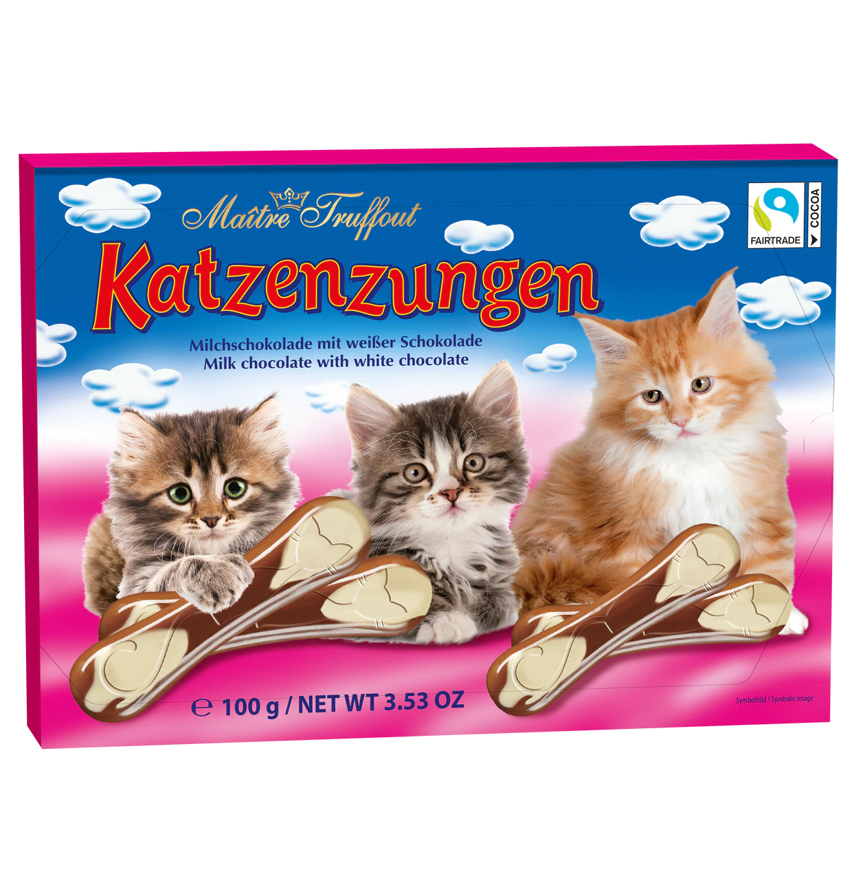 Maître Truffout Milch- und weiße Schokolade Katzenzungen 100g