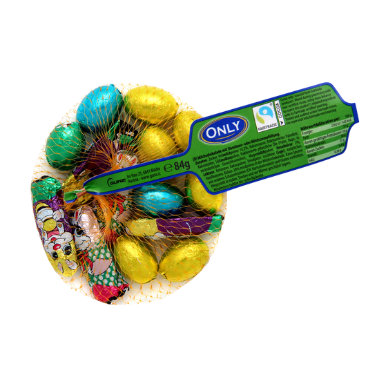 Milchschokolade Hasen & Eier mit Haselnuss & Milchcremefüllung 84g