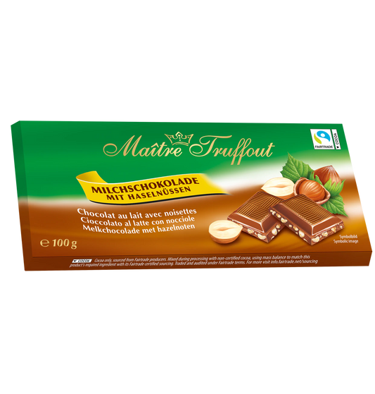 Maître Truffout Milchschokolade mit Haselnuss 100g