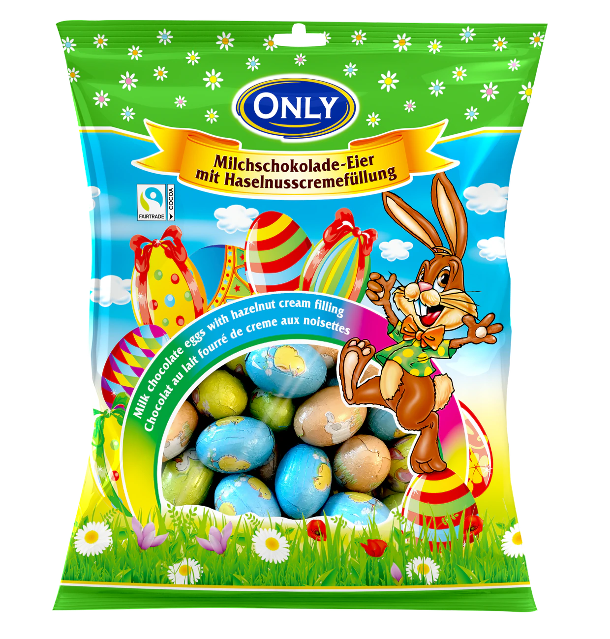 Milchschokoladeeier mit Haselnusscremefüllung groß 400g