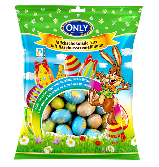 Milchschokoladeeier mit Haselnusscremefüllung groß 400g