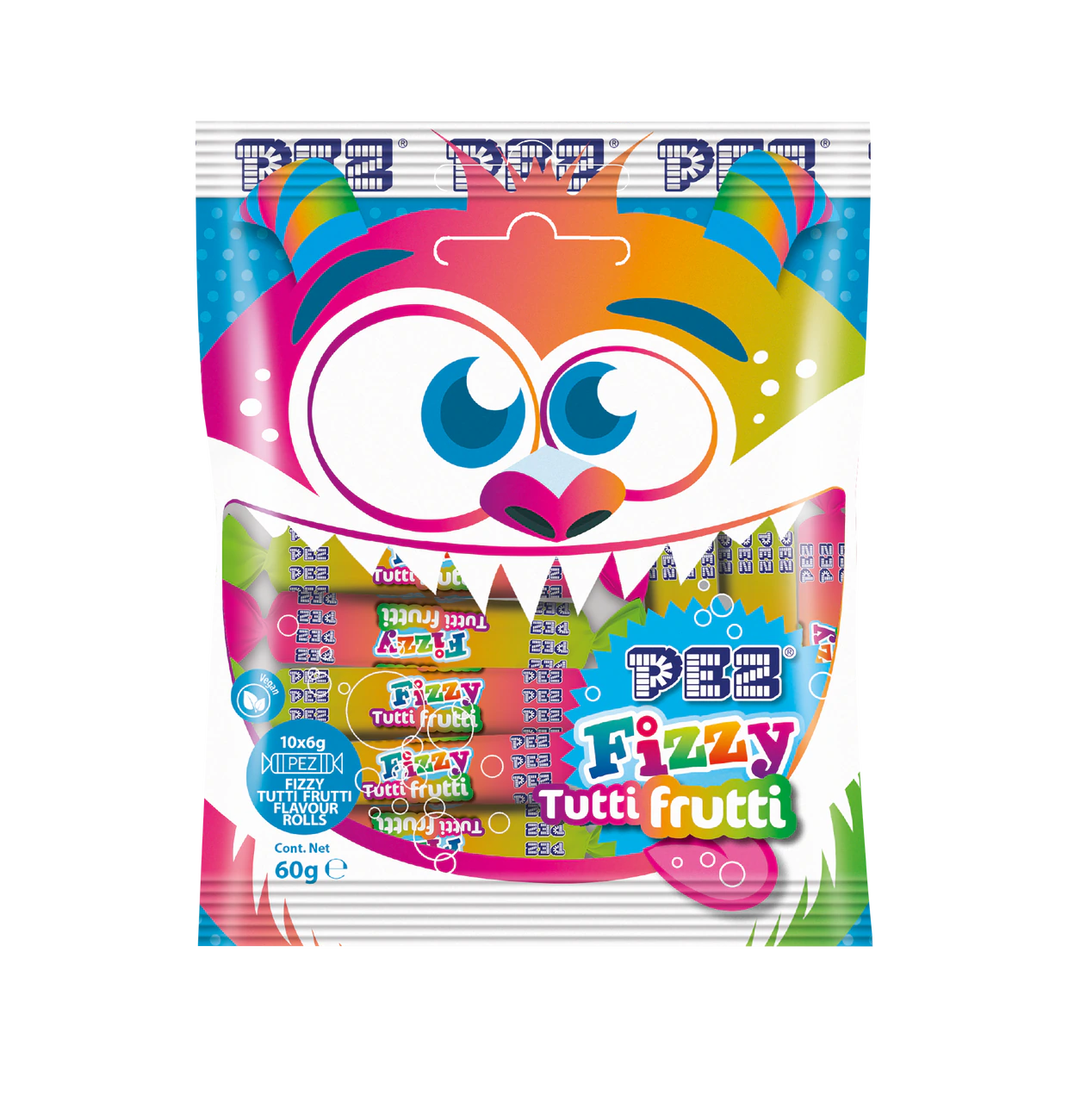 PEZ Monster Fizzy Tutti Frutti Brausebonbon 10x6g