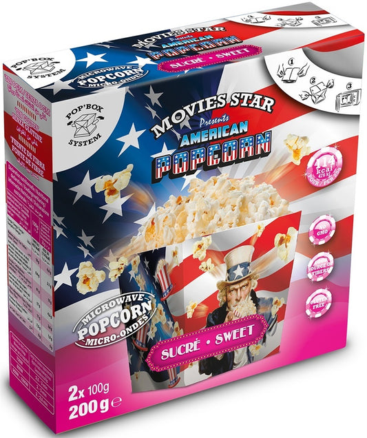 Movies Star Pop Box Mikrowellen Popcorn Zucker 2 x 90g