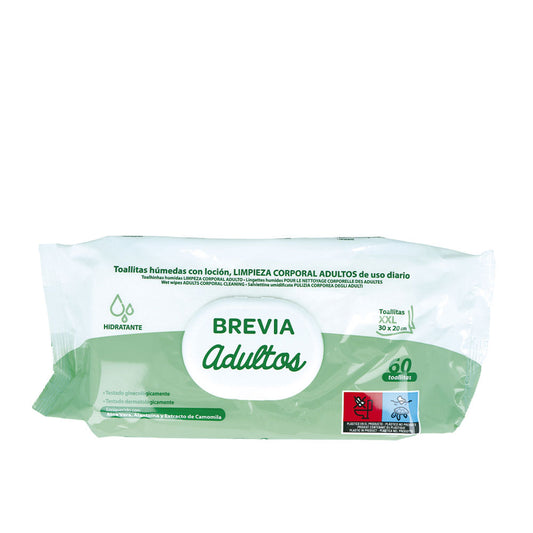 BREVIA adult cleaning lotion wipes 30x20 cm 60 units