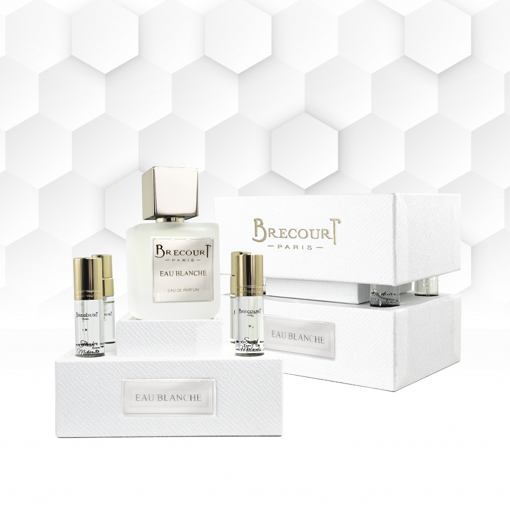 BRECOURT BRECOURT Eau Blanche Eau de Parfum 100 ml Set mit 4 x 6 ml Spray Parfüm