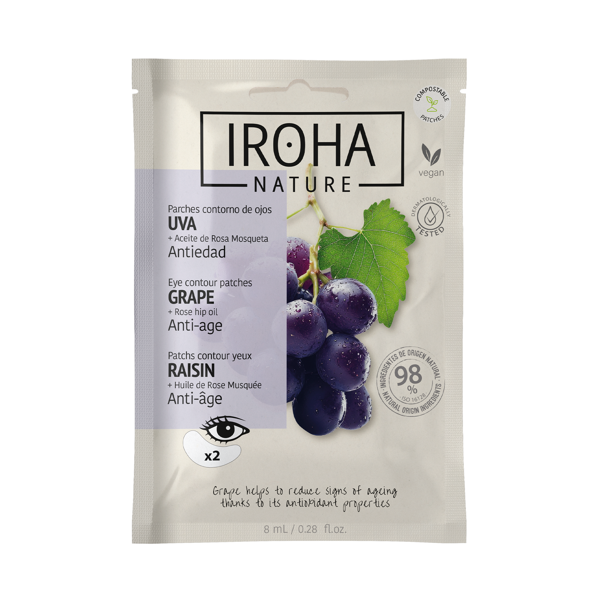 IROHA NATURE IROHA NATURE Uva Parches Contorno De Ojos Augenpads 8 ml Kosmetik