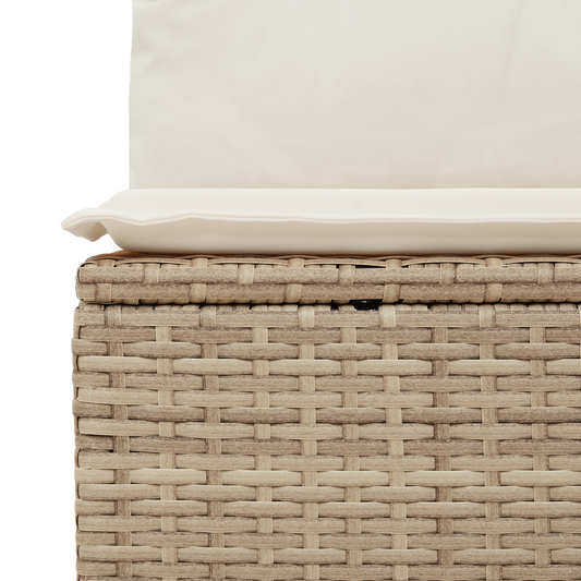 7-Teiliges Garten-Sofa-Set Mit Kissen Beige Poly Rattan Akazie
