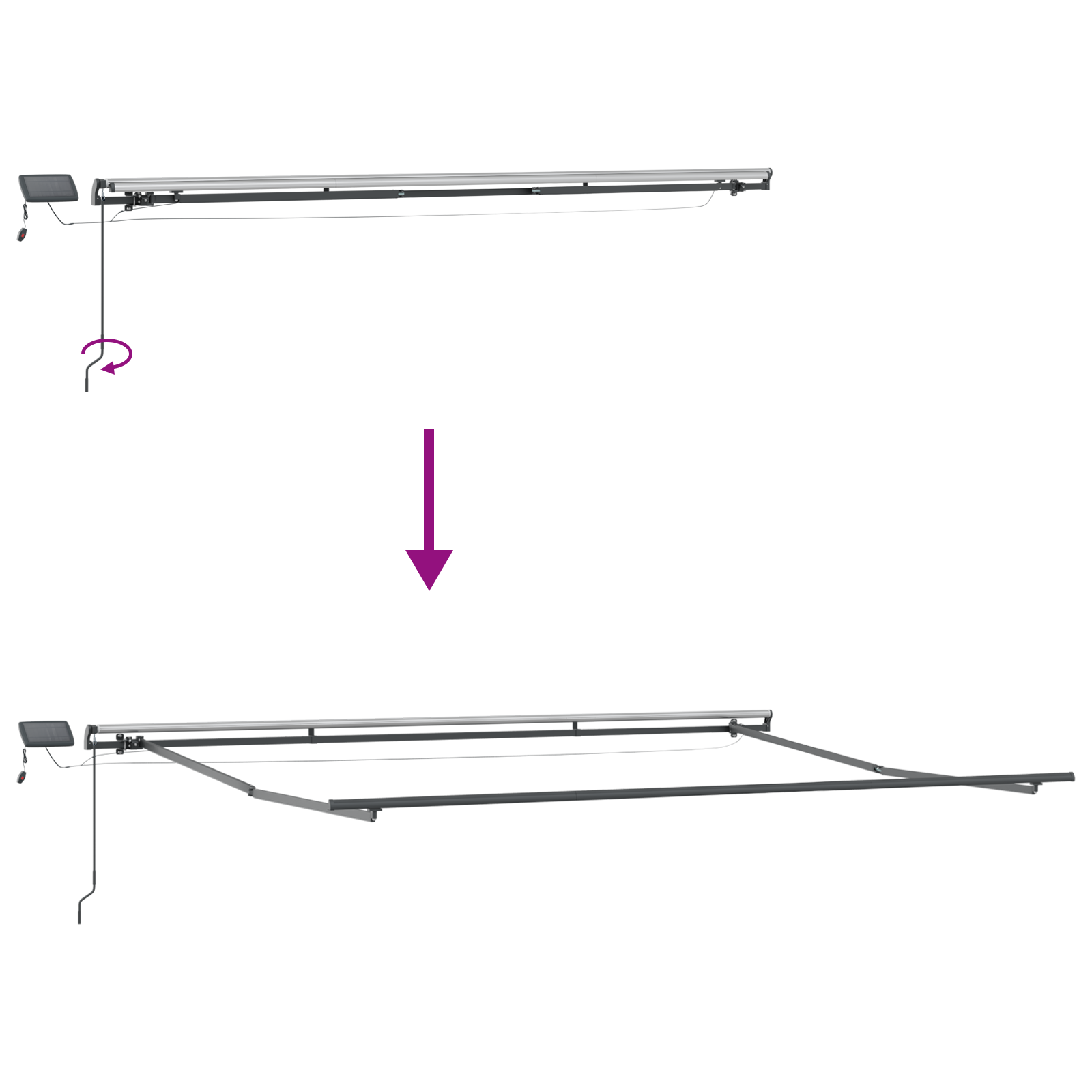 Manuelle Einziehbare Markise Mit Led Beige