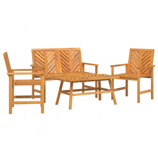 4-Teilige Garten Lounge Set Massivholz Akazie