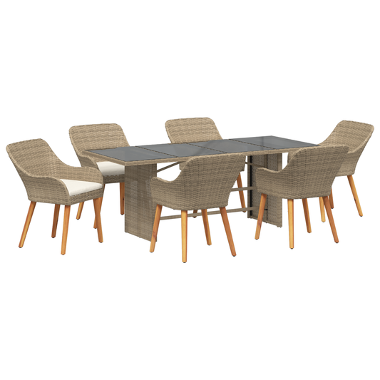 7-Teiliges Garten Essgruppen-Set R Poly Rattan