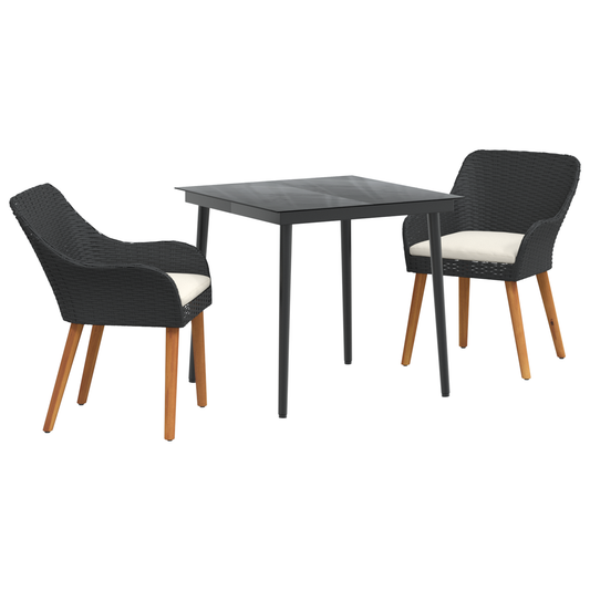 3-Teiliges Garten Essset Poly Rattan