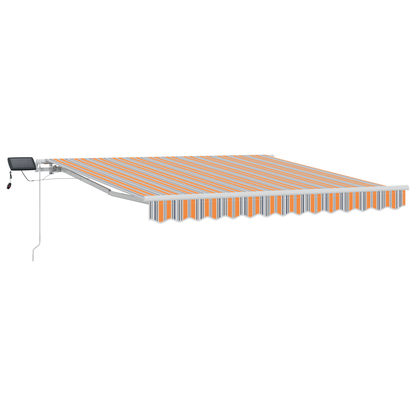 Manuelle Einziehbare Markise Mit Led Und Buntem Streifen Orange/Grau/Blau/Weiß