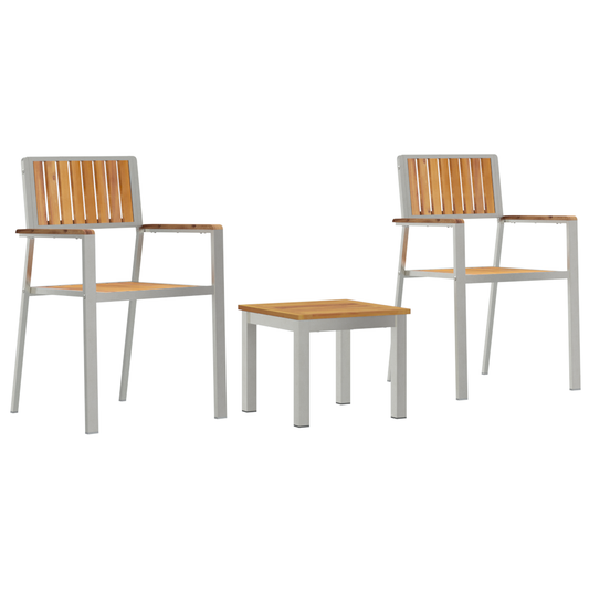 3-Teiliges Garten-Esszimmer-Set Aus Massivem Teakholz