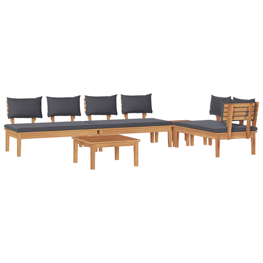 5-Tlg. Gartentischset Mit Kissen - Robustes Teakholz