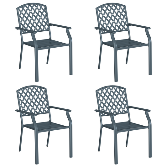 Gartenstühle 4Er Set Stapelbar Stahl