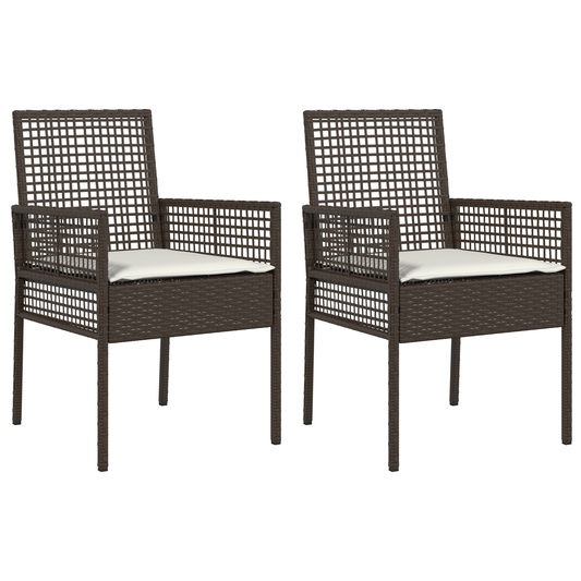 Gartenstühle 2 Stück Mit Kissen Braun Poly-Rattan