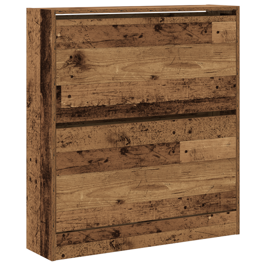 Schuhschrank Mit Klappenfach 80X21X87,5 Cm Altholz